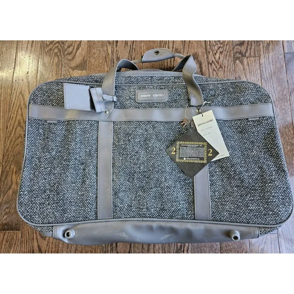 Pierre Cardin Vintage 5 Piece Grey Tweed Luggage Suitcase Set Brand New W/ Tags